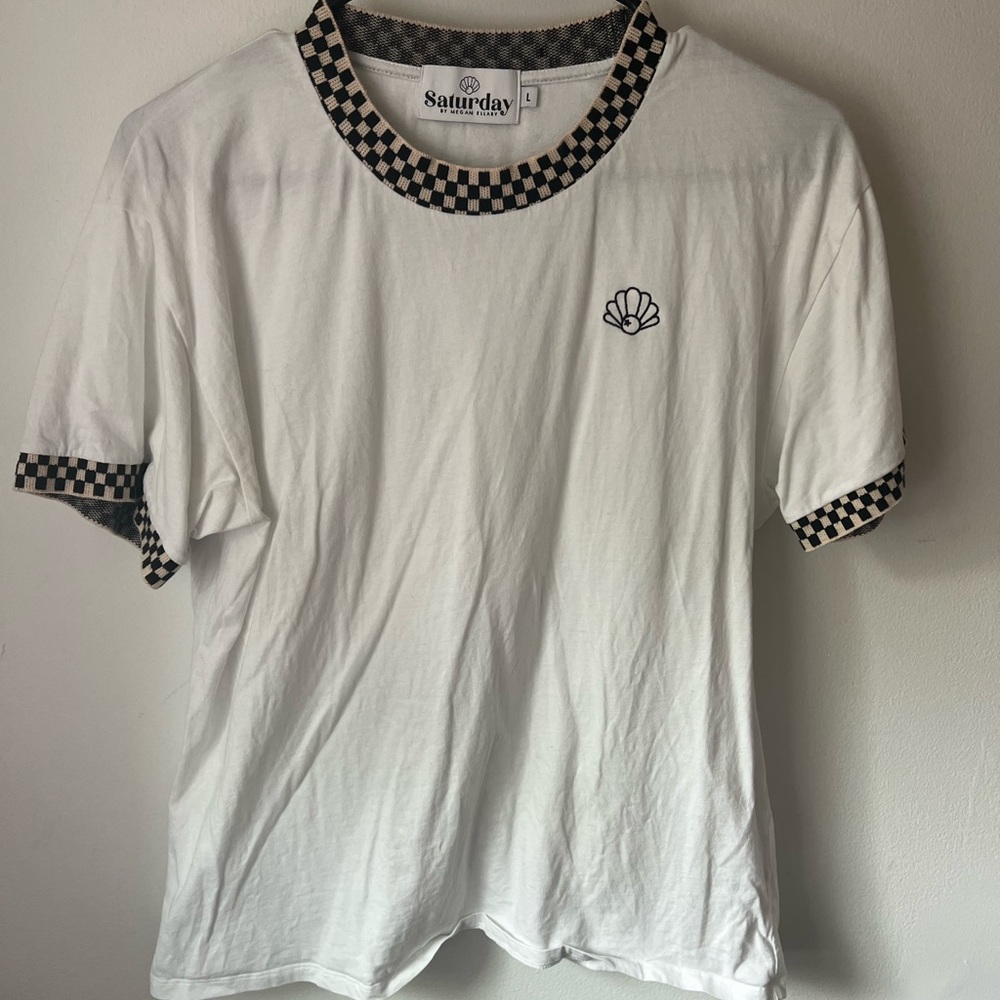 Saturday by Megan Ellaby The Lennie Checkerboard Tipping Oversized T-Shirt